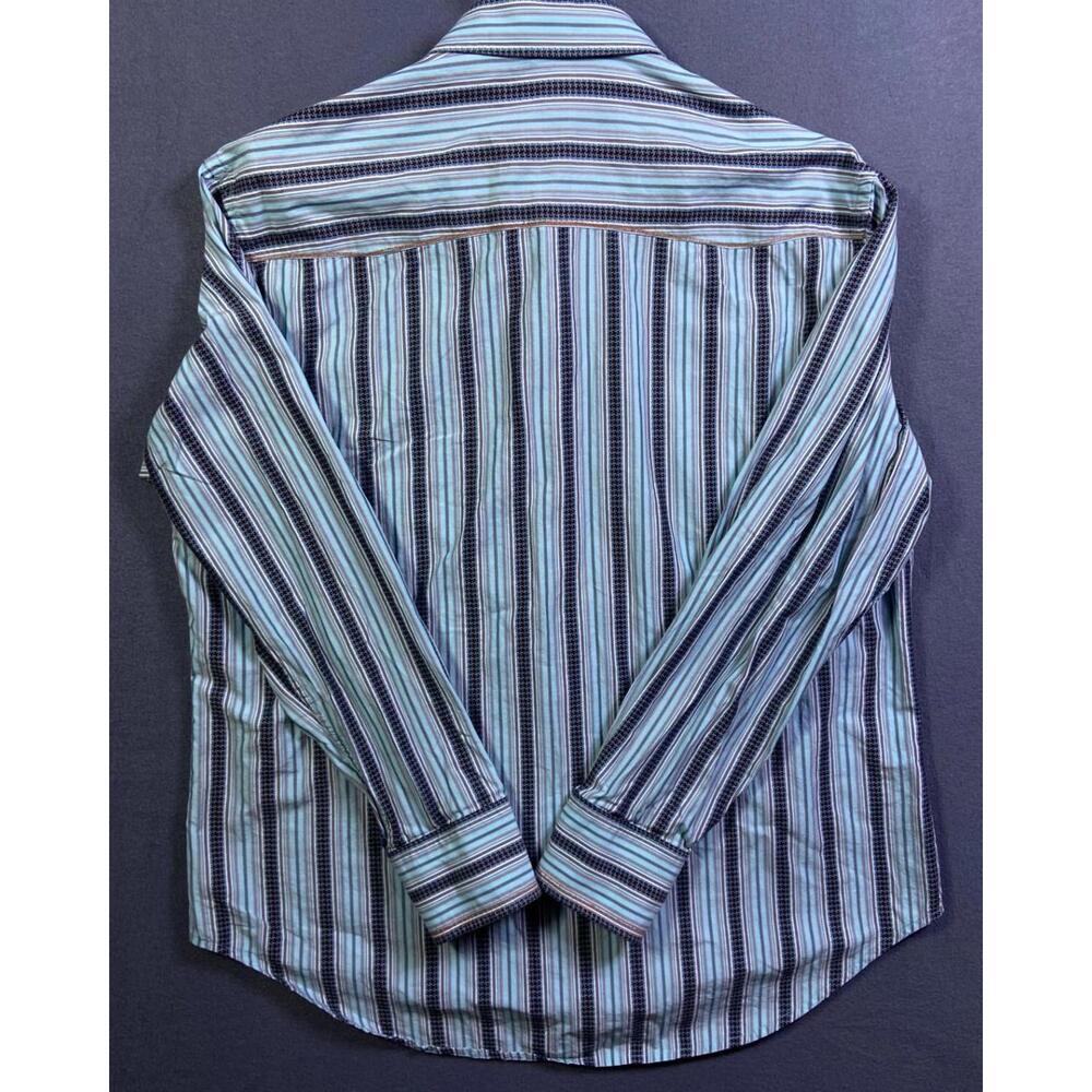 Robert Graham Mens Button Up Shirt Multicolor Stripe Flip Cuff  100% Cotton XL - Picture 12 of 13
